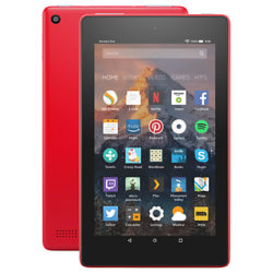 New Amazon Fire 7 Tablet with Alexa, Quad-core, Fire OS, Wi-Fi, 16GB, 7, With Special Offers Punch Red